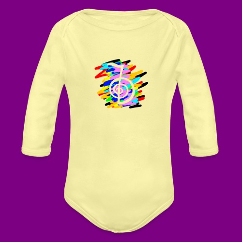 Reiki - cho ku rei - Absent Color - Organic Long Sleeve Baby Bodysuit