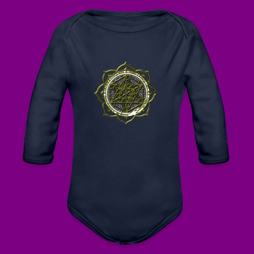 Energy Immersion, Metatron's Cube Flower of Life - Organic Long Sleeve Baby Bodysuit
