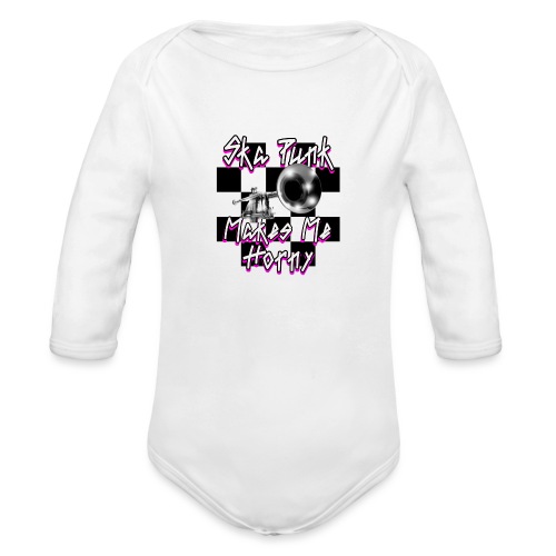 Ska Punk Checkered Gear Pink Shadow - Organic Long Sleeve Baby Bodysuit