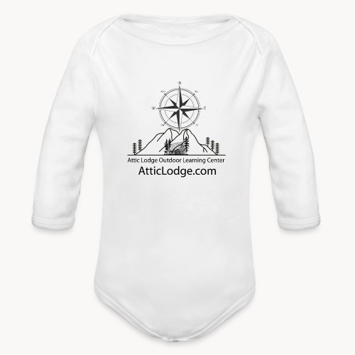 Attic Lodge - White Front Logo - Organic Long Sleeve Baby Bodysuit