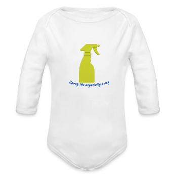 Spray dirt away - Organic Long Sleeve Baby Bodysuit - white - Front