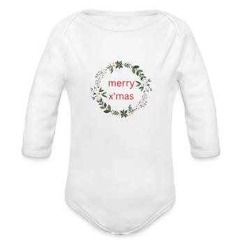 Marry Christmas - Organic Long Sleeve Baby Bodysuit - white - Front
