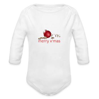 Marry Christmas - Organic Long Sleeve Baby Bodysuit - white - Front