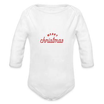 Marry Christmas - Organic Long Sleeve Baby Bodysuit - white - Front