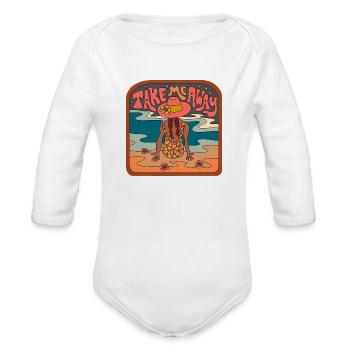 Take Me Away - Organic Long Sleeve Baby Bodysuit - white - Front