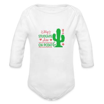 my students are on point - Organic Long Sleeve Baby Bodysuit - white - Front