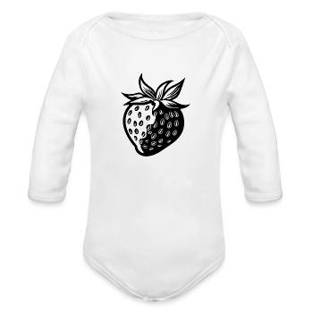 Strawberry Fruit Berries - Organic Long Sleeve Baby Bodysuit - white - Front