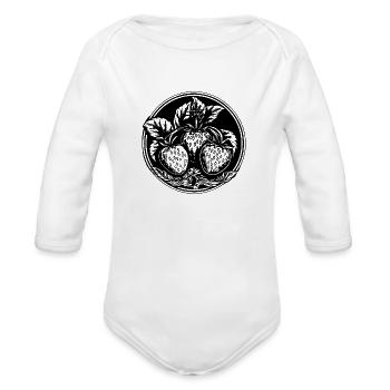 Strawberry Fruit Berries - Organic Long Sleeve Baby Bodysuit - white - Front