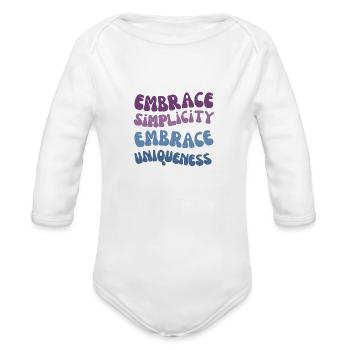 Embrace Simplicity - Organic Long Sleeve Baby Bodysuit - white - Front