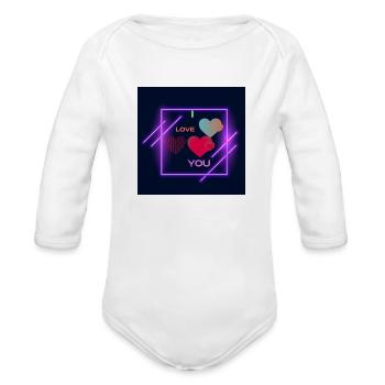 Love you image - Organic Long Sleeve Baby Bodysuit - white - Front
