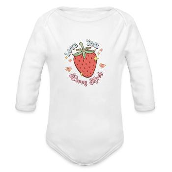 Love You Berry Much - Valentine's Day Berry Lover - Organic Long Sleeve Baby Bodysuit - white - Front