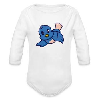 Berry the blue - Organic Long Sleeve Baby Bodysuit - white - Front