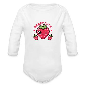 Berry Cute - Organic Long Sleeve Baby Bodysuit - white - Front