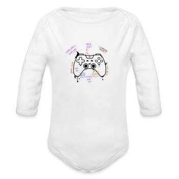 PlayStation Remote controller Black - Organic Long Sleeve Baby Bodysuit - white - Front