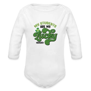 My Students Are My Lucky Charms - Organic Long Sleeve Baby Bodysuit - white - Front