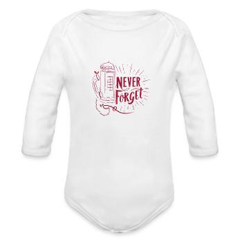 phone booth never forget - Organic Long Sleeve Baby Bodysuit - white - Front
