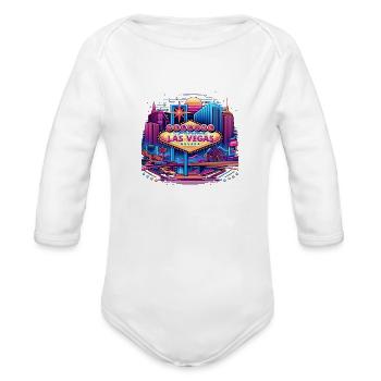 The Las Vegas Strip - Organic Long Sleeve Baby Bodysuit - white - Front