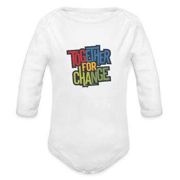 Together for Change US President Election 2024 - Organic Long Sleeve Baby Bodysuit - white - Front