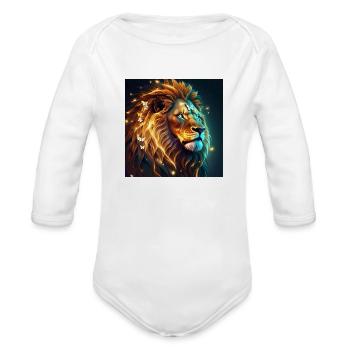 Butterfly lion image - Organic Long Sleeve Baby Bodysuit - white - Front