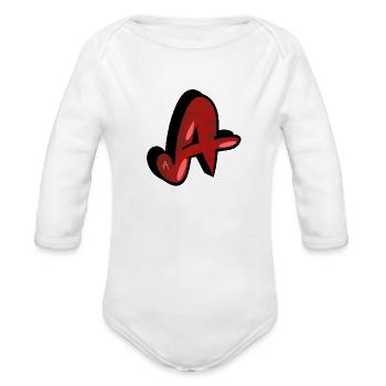 A (Red Camo) - Organic Long Sleeve Baby Bodysuit - white - Front