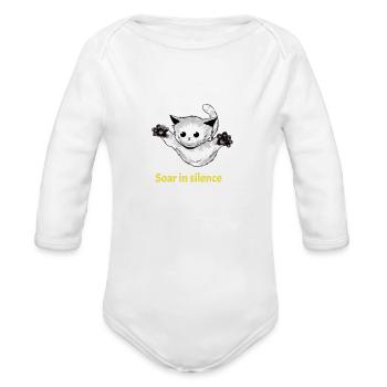 Soar in silence - Organic Long Sleeve Baby Bodysuit - white - Front