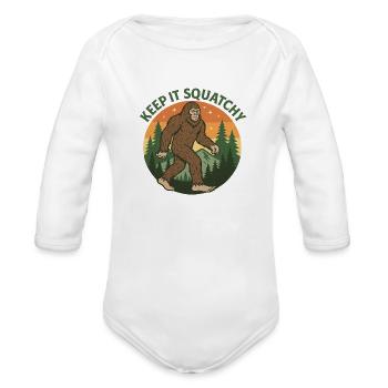 Keep It Squatchy Bigfoot Sasquatch Vintage Re - Organic Long Sleeve Baby Bodysuit - white - Front
