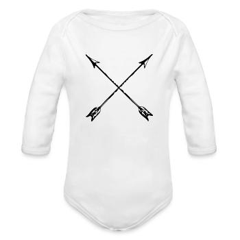 arrow cross - Organic Long Sleeve Baby Bodysuit - white - Front