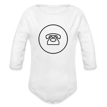phone - Organic Long Sleeve Baby Bodysuit - white - Front