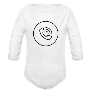 phone call - Organic Long Sleeve Baby Bodysuit - white - Front
