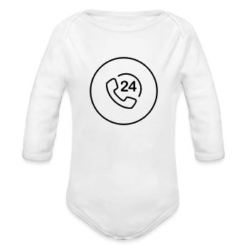 phone - Organic Long Sleeve Baby Bodysuit - white - Front