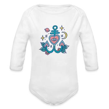 Anchor Lucky Charm - Organic Long Sleeve Baby Bodysuit - white - Front