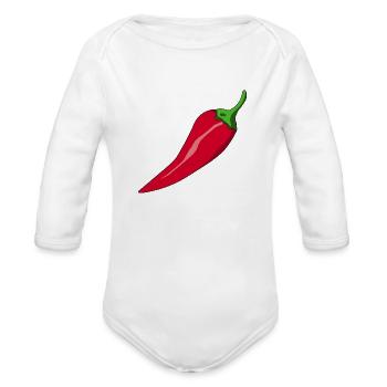 paprika chilli chili pepper citrus veggie gemuese - Organic Long Sleeve Baby Bodysuit - white - Front
