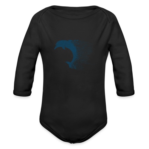 South Carolina Dolphin in Blue - Organic Long Sleeve Baby Bodysuit