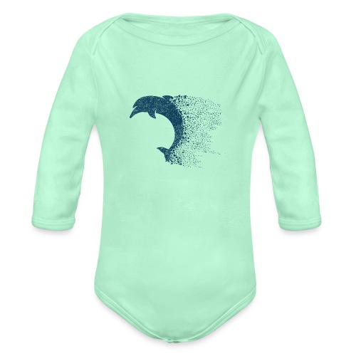 South Carolina Dolphin in Blue - Organic Long Sleeve Baby Bodysuit