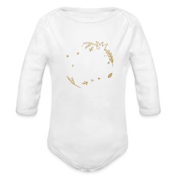 king - Organic Long Sleeve Baby Bodysuit - white - Front