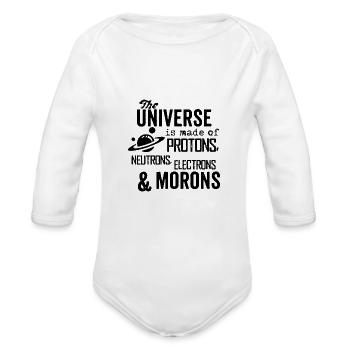 The Universe is Made of Protons neutrons electro - Organic Long Sleeve Baby Bodysuit - white - Front