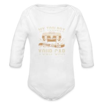 High-Value Toolbox Mechanic Tee - Organic Long Sleeve Baby Bodysuit - white - Front