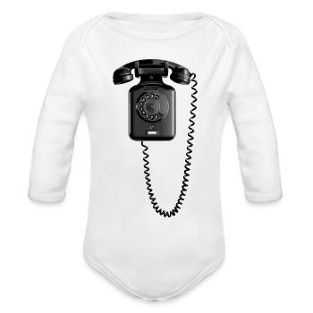 phone on the wall - Organic Long Sleeve Baby Bodysuit - white - Front