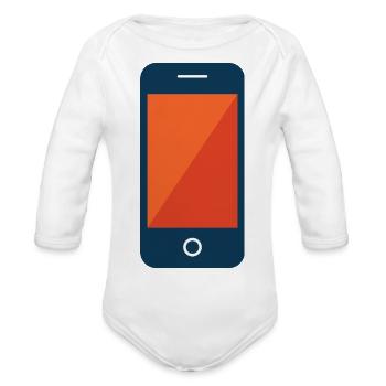 smart phone - Organic Long Sleeve Baby Bodysuit - white - Front