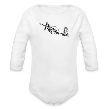 Vintage Hand Holding Dagger Illustration - Classic - Organic Long Sleeve Baby Bodysuit - white - Front
