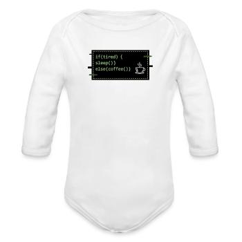 Code Sleep Coffee - Organic Long Sleeve Baby Bodysuit - white - Front