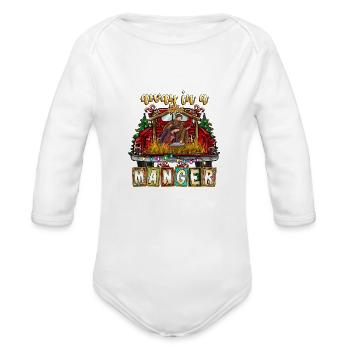 Away in a Manger - Organic Long Sleeve Baby Bodysuit - white - Front