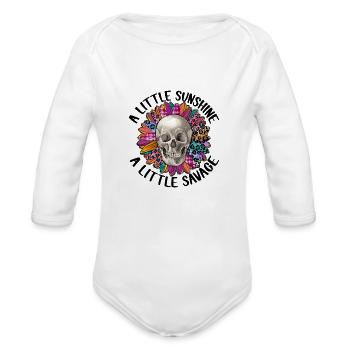 A Little Sunshine A little Savage - Organic Long Sleeve Baby Bodysuit - white - Front