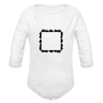 square frame grass - Organic Long Sleeve Baby Bodysuit - white - Front