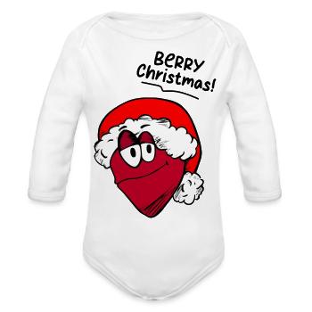 Funny Berry Shirt Funny Picture Berry Christmas - Organic Long Sleeve Baby Bodysuit - white - Front
