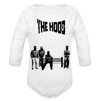 Noir Masked Figures on Bench - Organic Long Sleeve Baby Bodysuit - white - Front