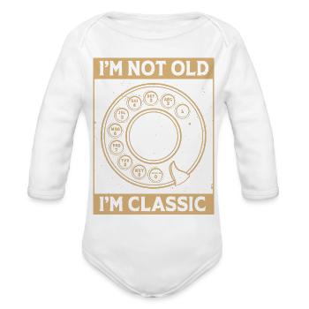 Rotary Dial Phone Classic - Organic Long Sleeve Baby Bodysuit - white - Front