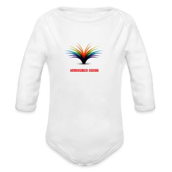 colouring grass design - Organic Long Sleeve Baby Bodysuit - white - Front