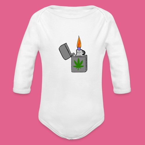 Lighter with marijuana leaf - Organic Long Sleeve Baby Bodysuit