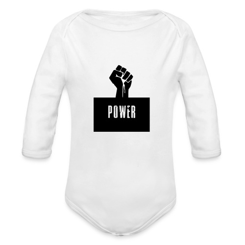 Black Power Raised Fist - Organic Long Sleeve Baby Bodysuit